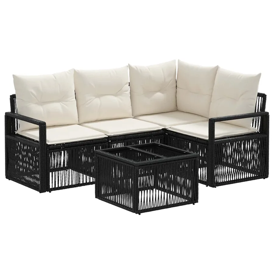 Ensemble de canapé de jardin 5 pcs Noir polyrotin