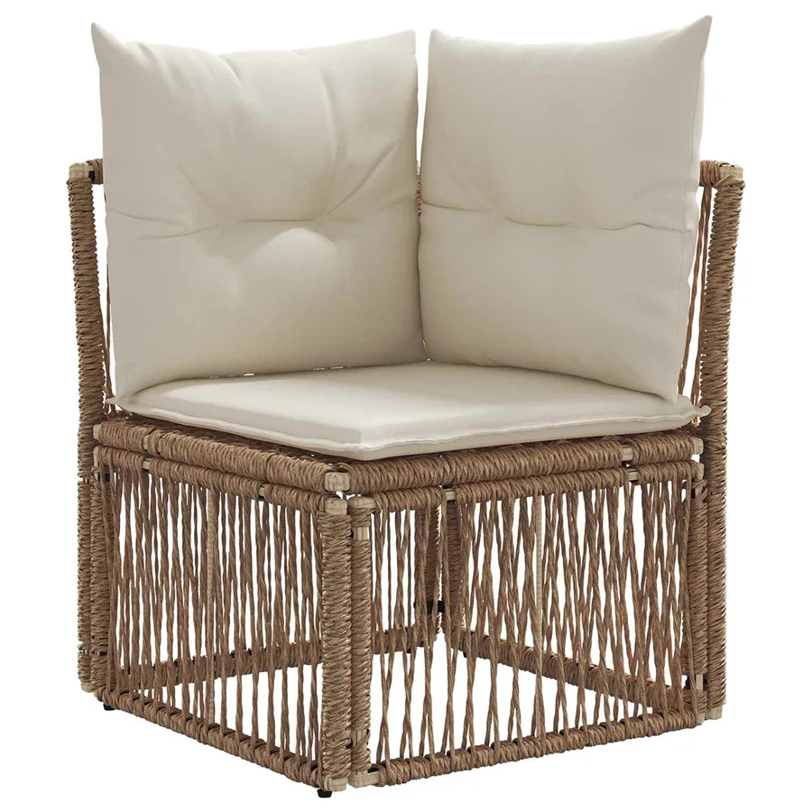 Ensemble de canapé de jardin 6 pcs Beige polyrotin - 4