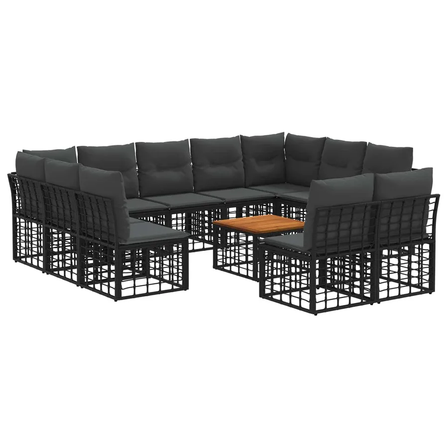 Ensemble de canapés d'extérieur 12 pcs Noir et Gris foncé - 2
