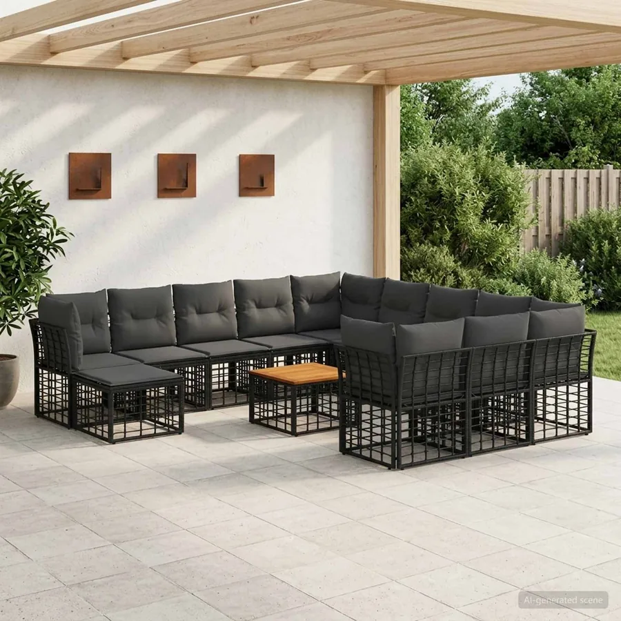 Ensemble de canapés d'extérieur 13 pcs Noir et Gris foncé