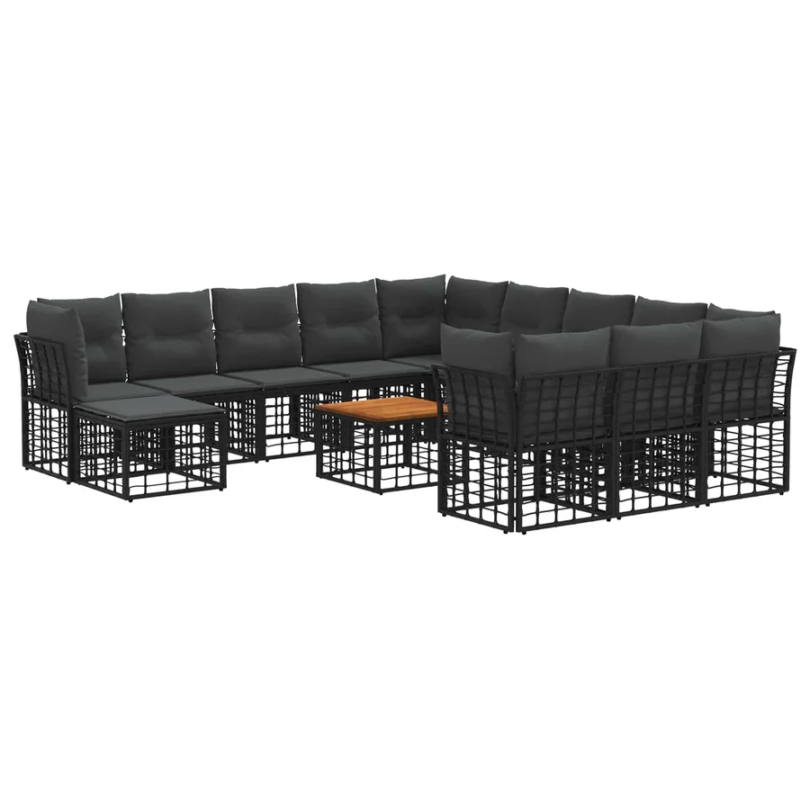 Ensemble de canapés d'extérieur 13 pcs Noir et Gris foncé - 2