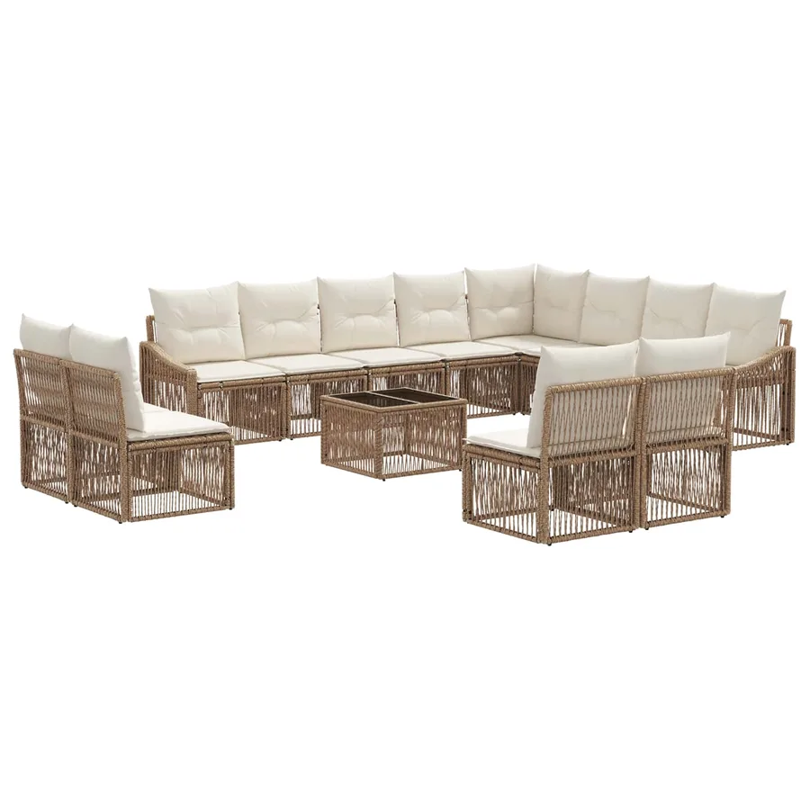 Ensemble de canapé de jardin 13 pcs Beige polyrotin - 2
