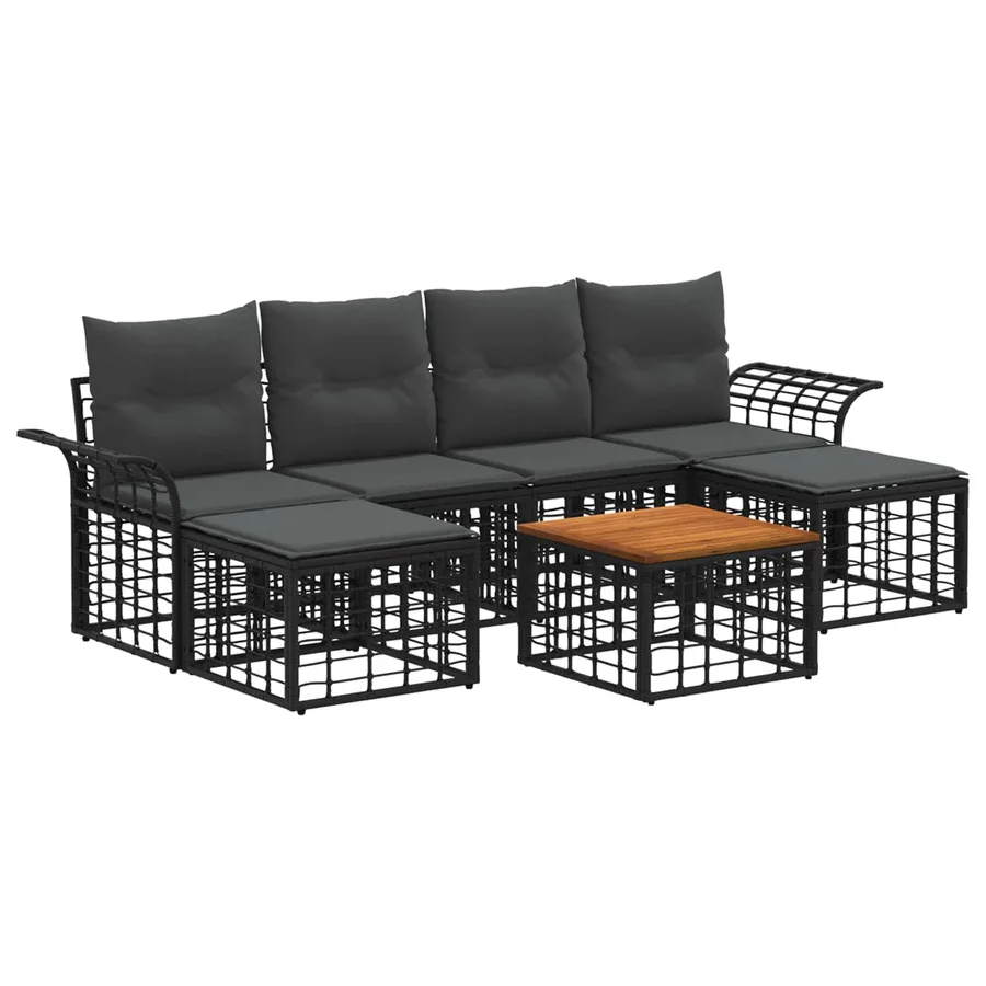 Ensemble de canapés d'extérieur 7 pcs Noir et Gris foncé - 2