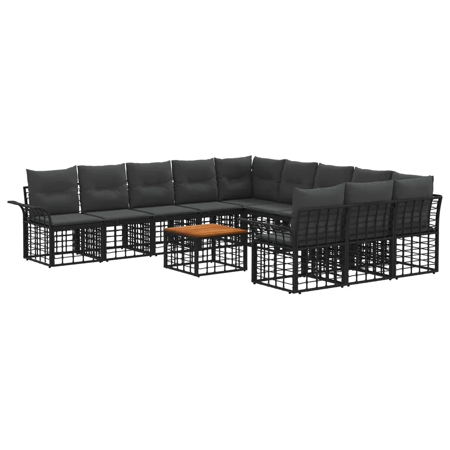 Ensemble de canapés d'extérieur 12 pcs Noir et Gris foncé - 2