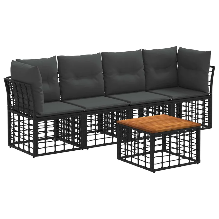Ensemble de canapés d'extérieur 5 pcs Noir et Gris foncé - 2