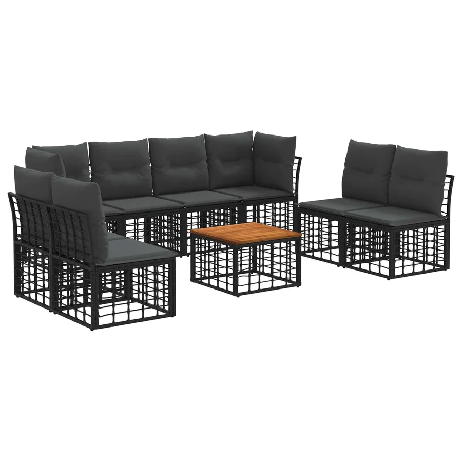 Ensemble de canapés d'extérieur 9 pcs Noir et Gris foncé - 2