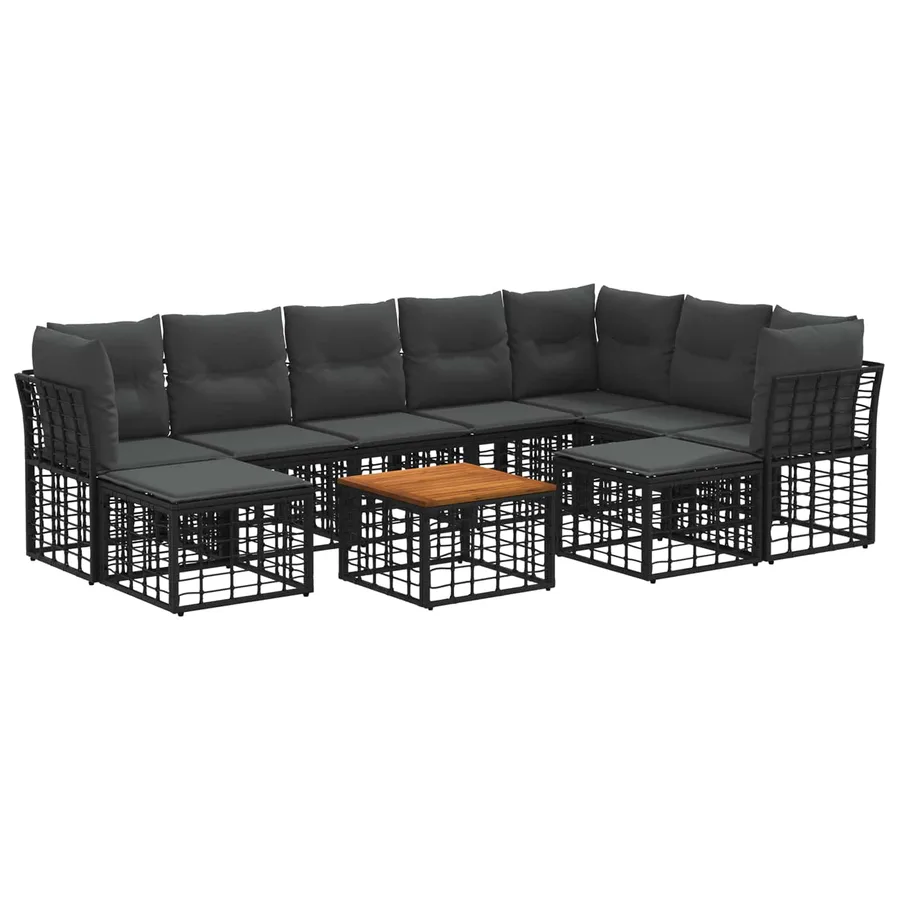 Ensemble de canapés d'extérieur 10 pcs Noir et Gris foncé - 2