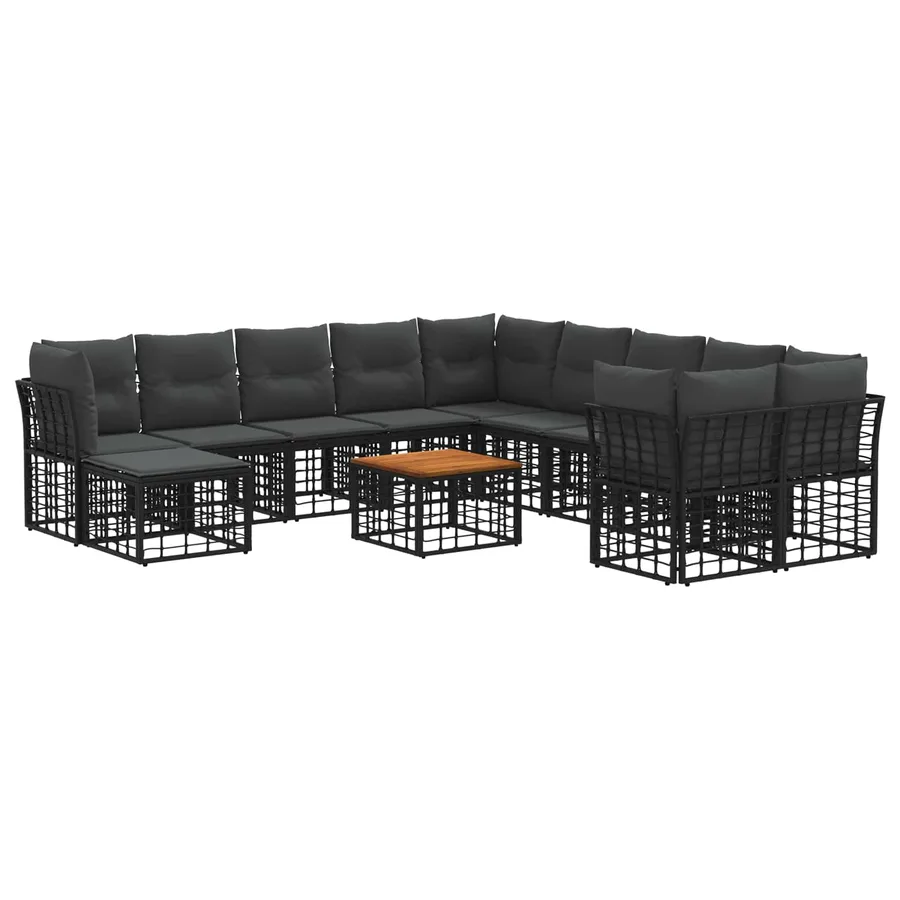 Ensemble de canapés d'extérieur 12 pcs Noir et Gris foncé - 2