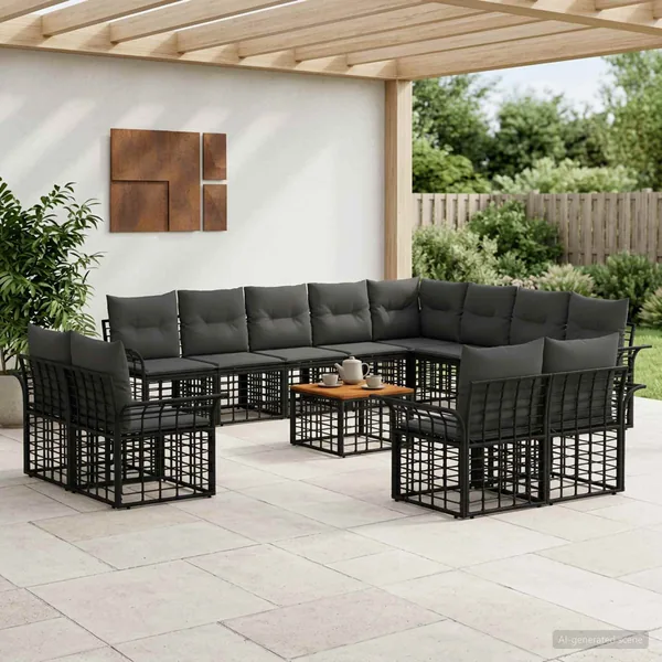 Ensemble de canapés d'extérieur 13 pcs Noir et Gris foncé