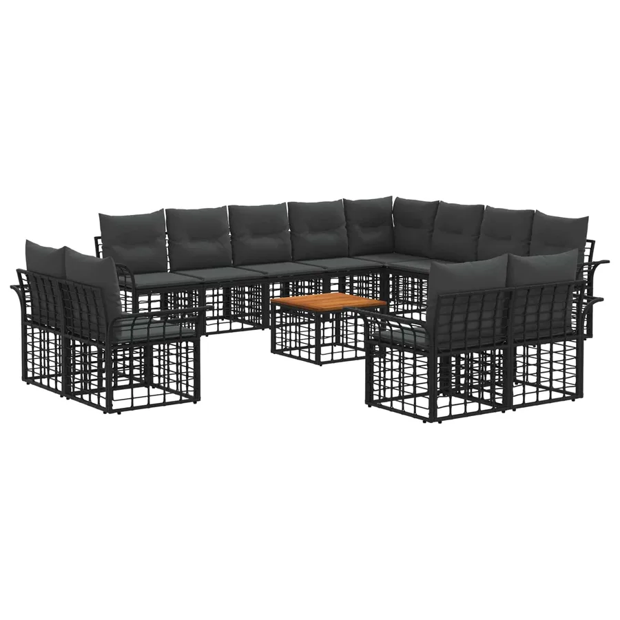Ensemble de canapés d'extérieur 13 pcs Noir et Gris foncé - 2
