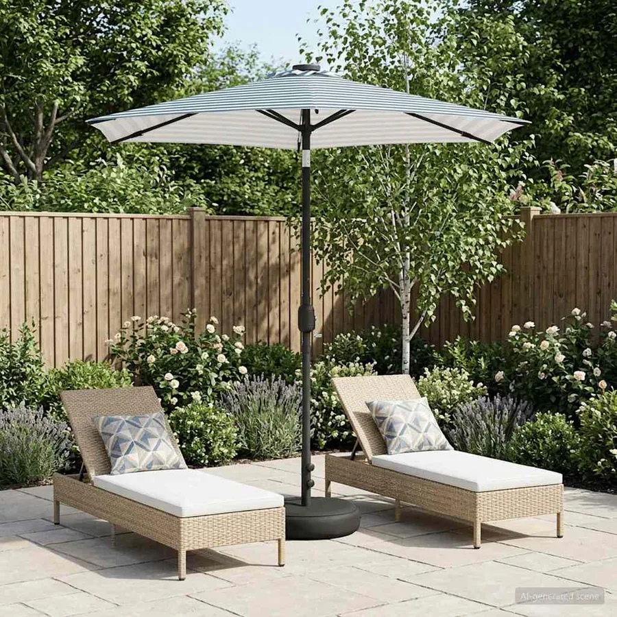 Parasol de jardin avec lumières LED et base 230 x 230 cm