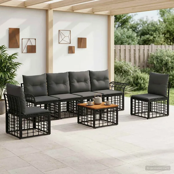 Ensemble de canapés d'extérieur 7 pcs Noir et Gris foncé