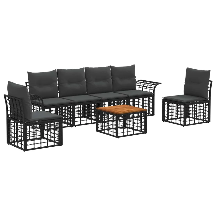 Ensemble de canapés d'extérieur 7 pcs Noir et Gris foncé - 2