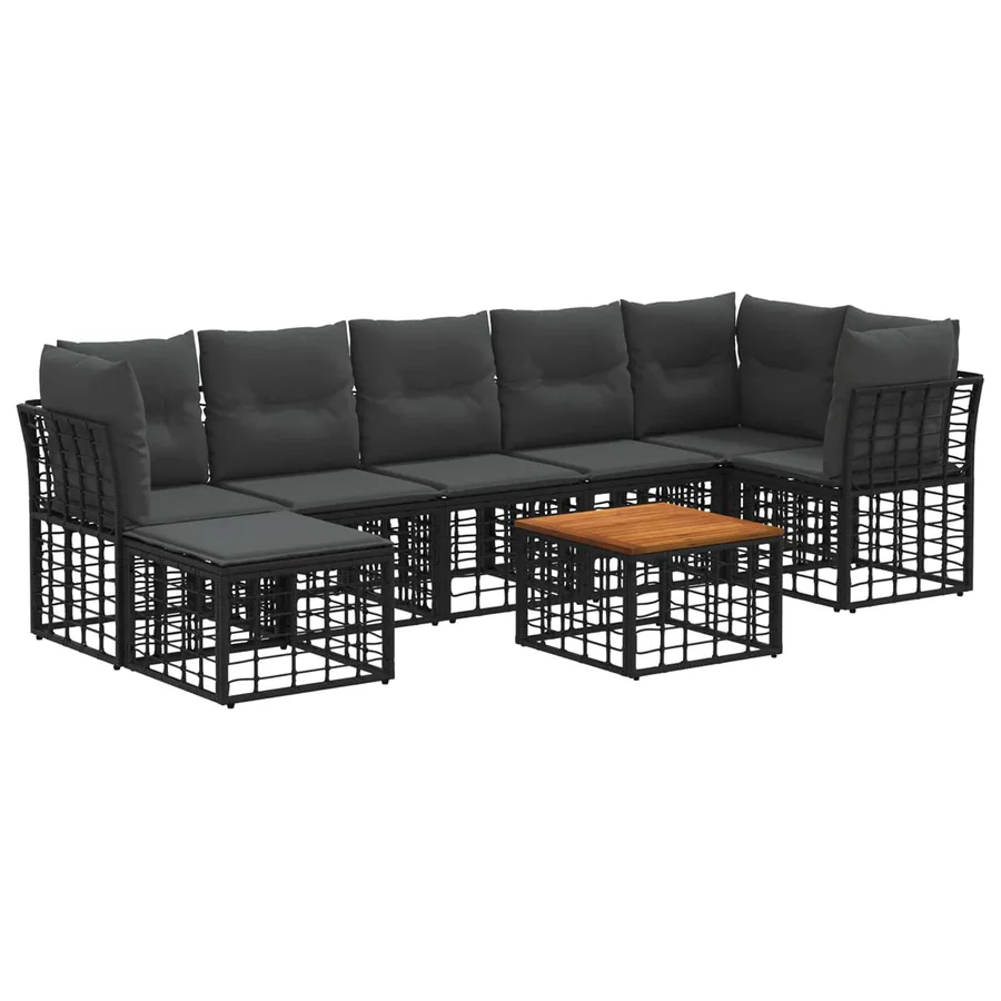 Ensemble de canapés d'extérieur 8 pcs Noir et Gris foncé - 2