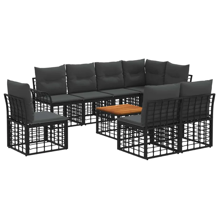Ensemble de canapés d'extérieur 9 pcs Noir et Gris foncé - 2