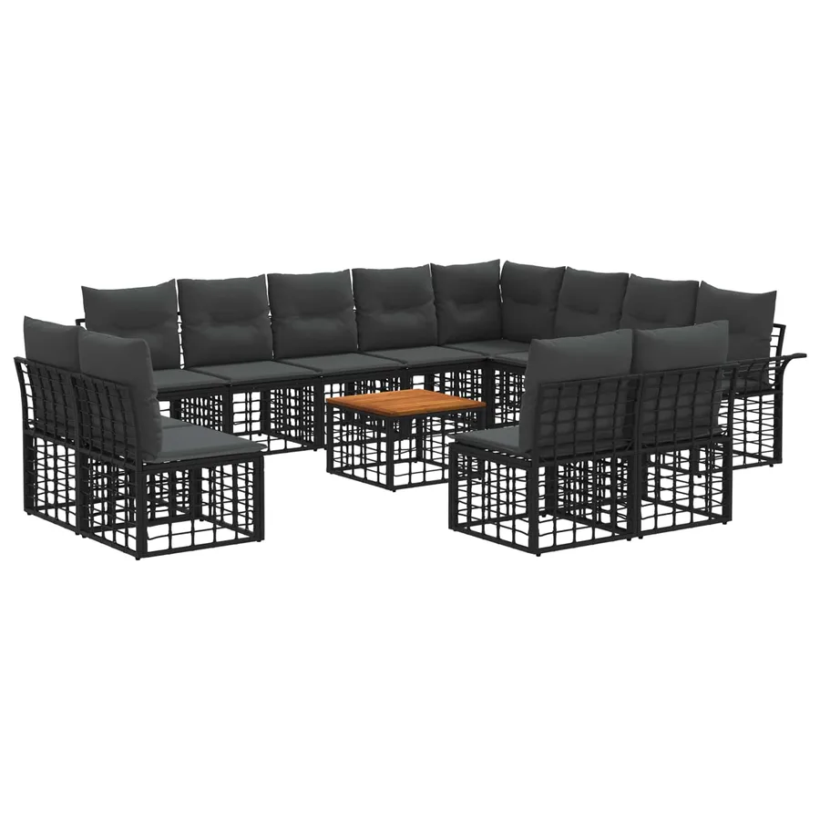 Ensemble de canapés d'extérieur 13 pcs Noir et Gris foncé - 2