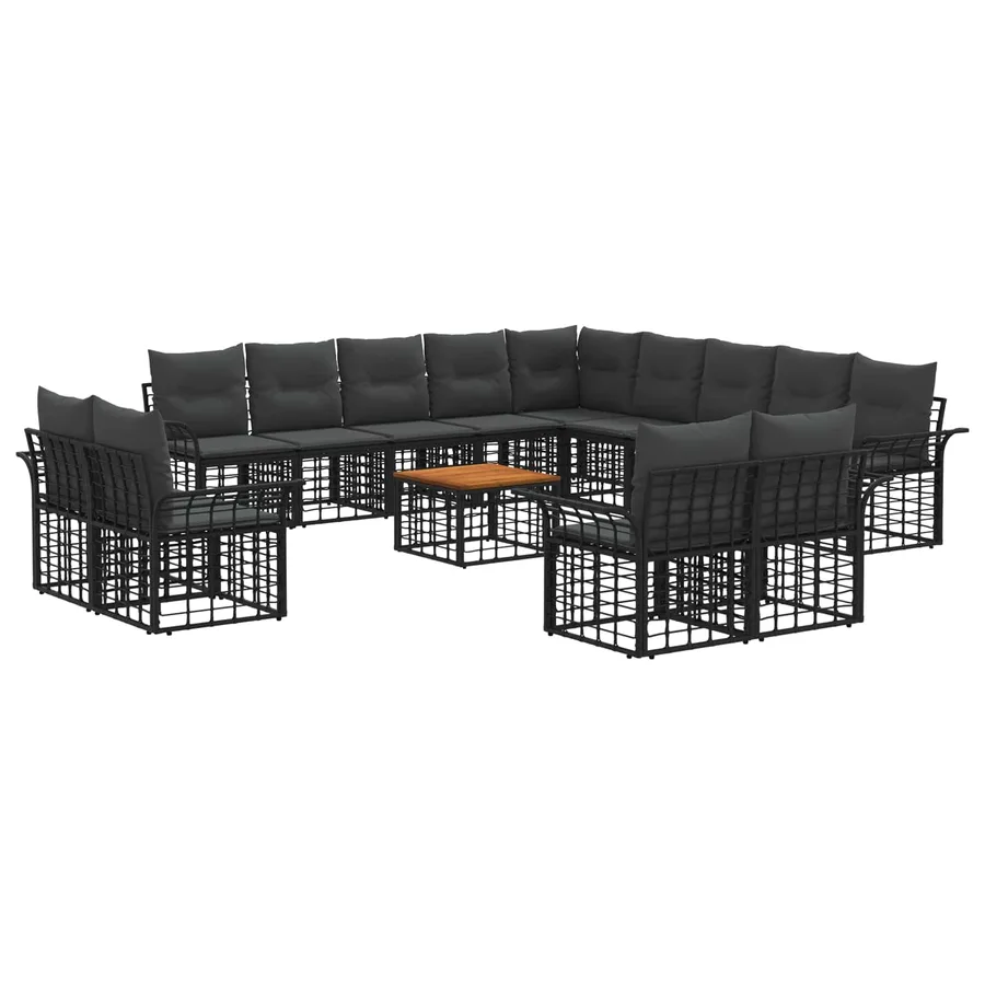 Ensemble de canapés d'extérieur 14 pcs Noir et Gris foncé - 2