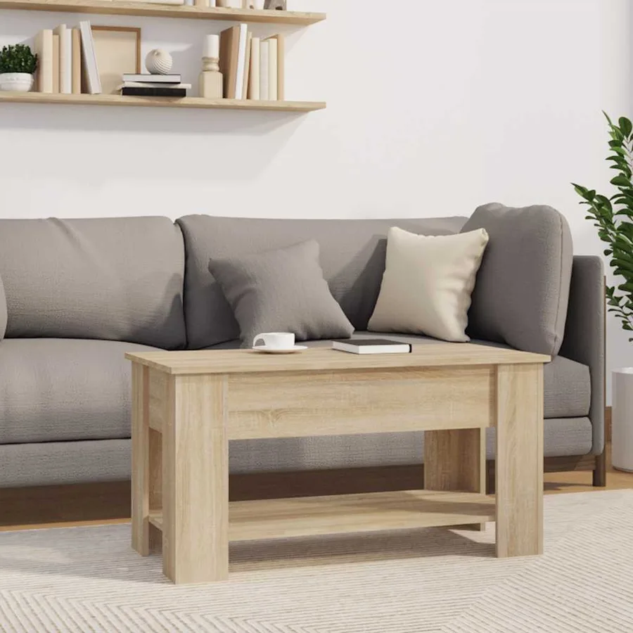 Table basse chêne sonoma 101x49x52 cm bois d'ingénierie - 3