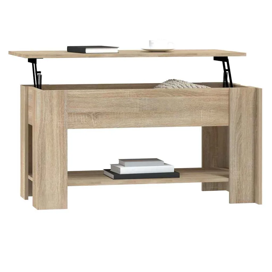 Table basse chêne sonoma 101x49x52 cm bois d'ingénierie - 7