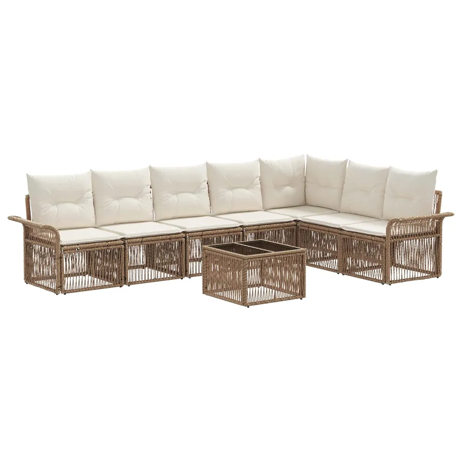 Ensemble de canapé de jardin 8 pcs Beige polyrotin - 2