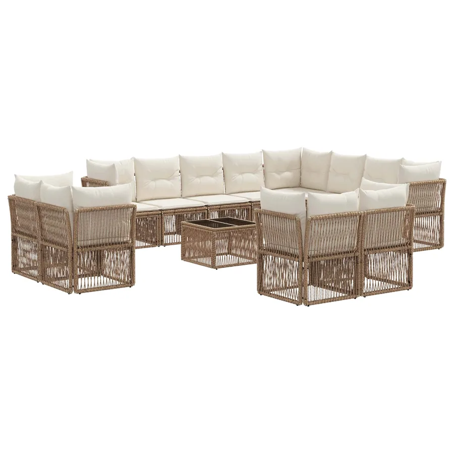 Ensemble de canapé de jardin 13 pcs Beige polyrotin - 2