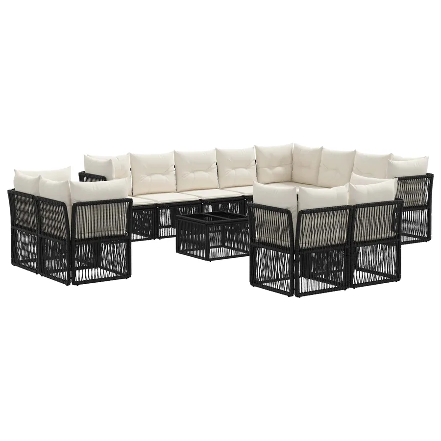 Ensemble de canapé de jardin 13 pcs Noir polyrotin - 2
