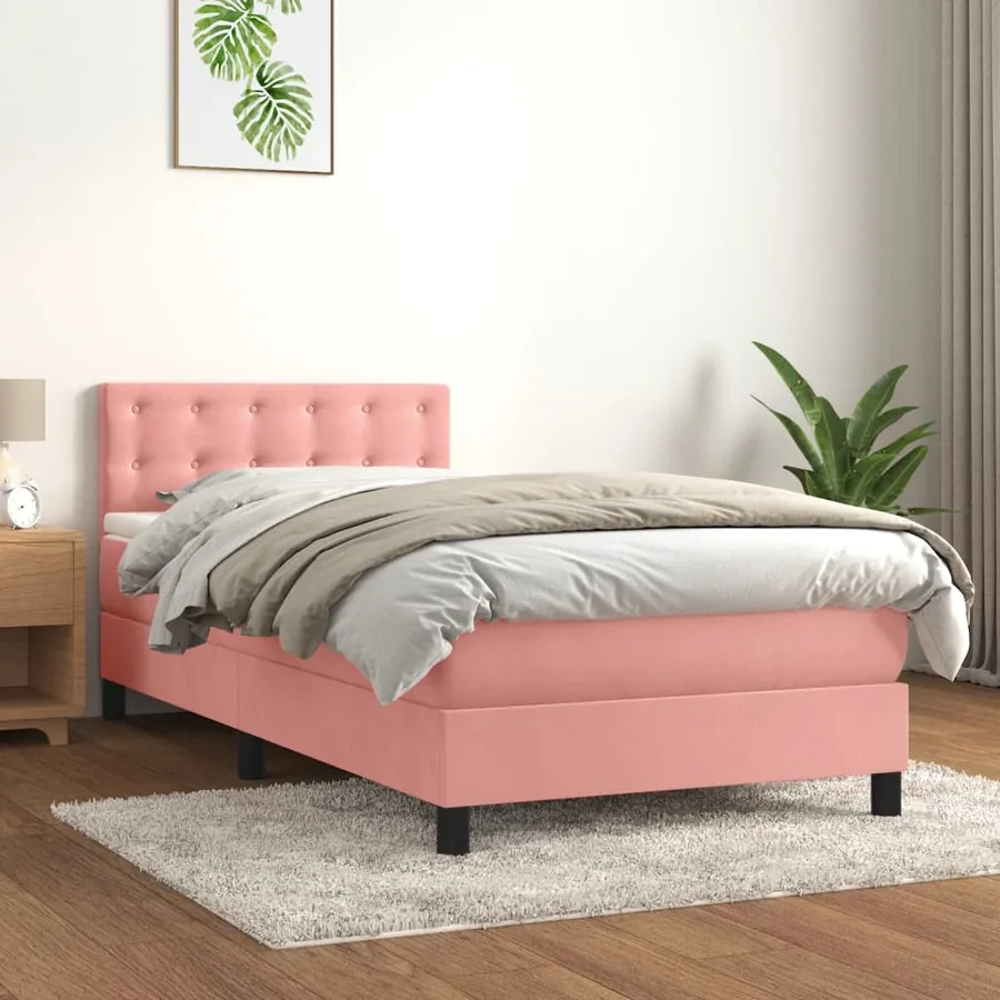 Sommier à lattes de lit avec matelas Rose 90x190 cm Velours
