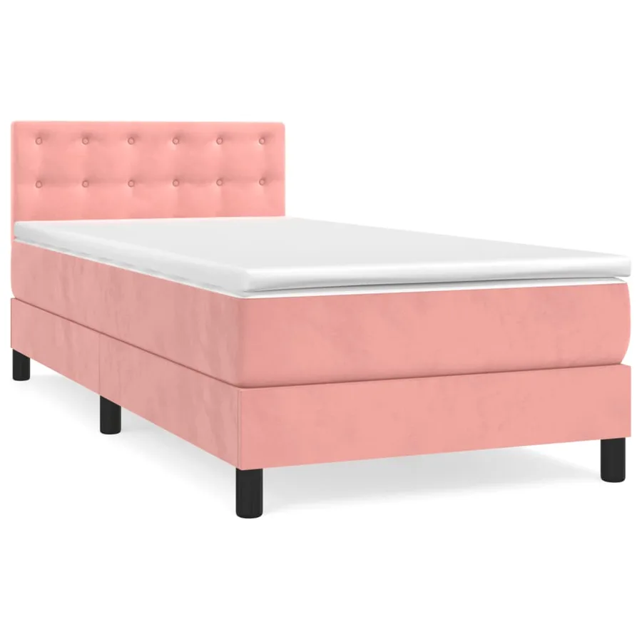 Sommier à lattes de lit avec matelas Rose 90x190 cm Velours - 2