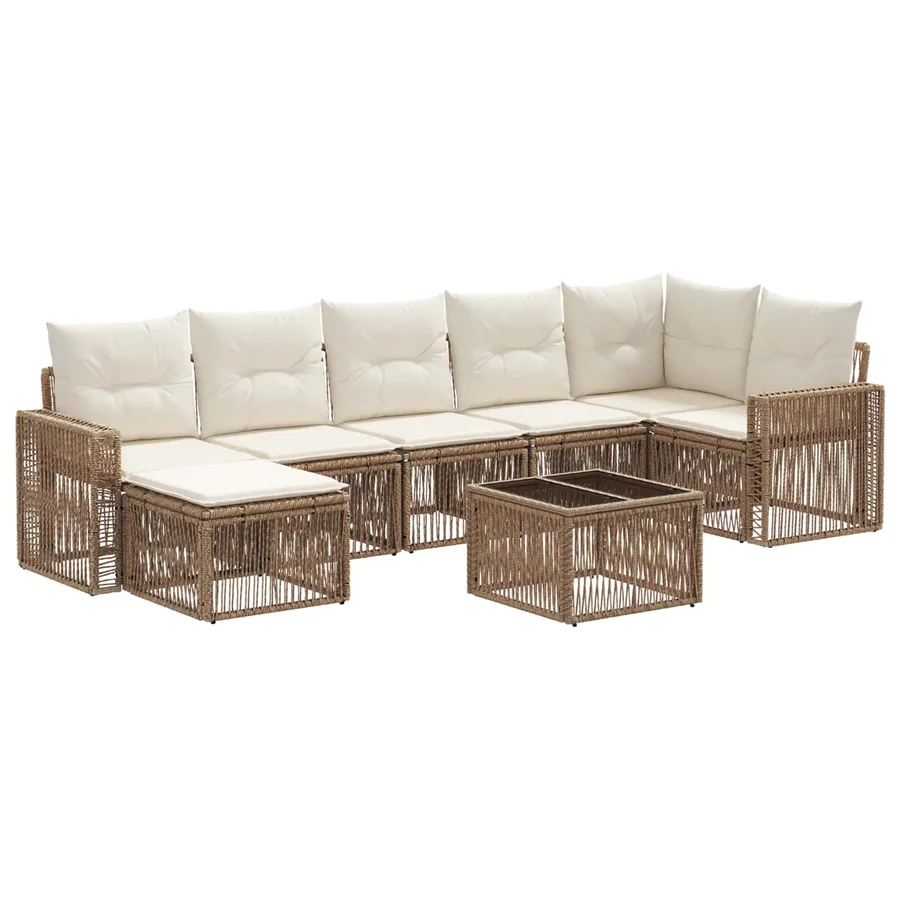 Ensemble de canapé de jardin 8 pcs Beige et blanc crème - 2