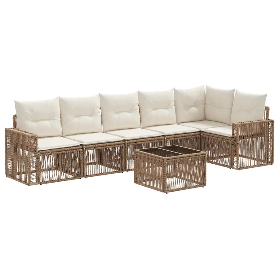 Ensemble de canapé de jardin 7 pcs Beige et blanc crème - 2