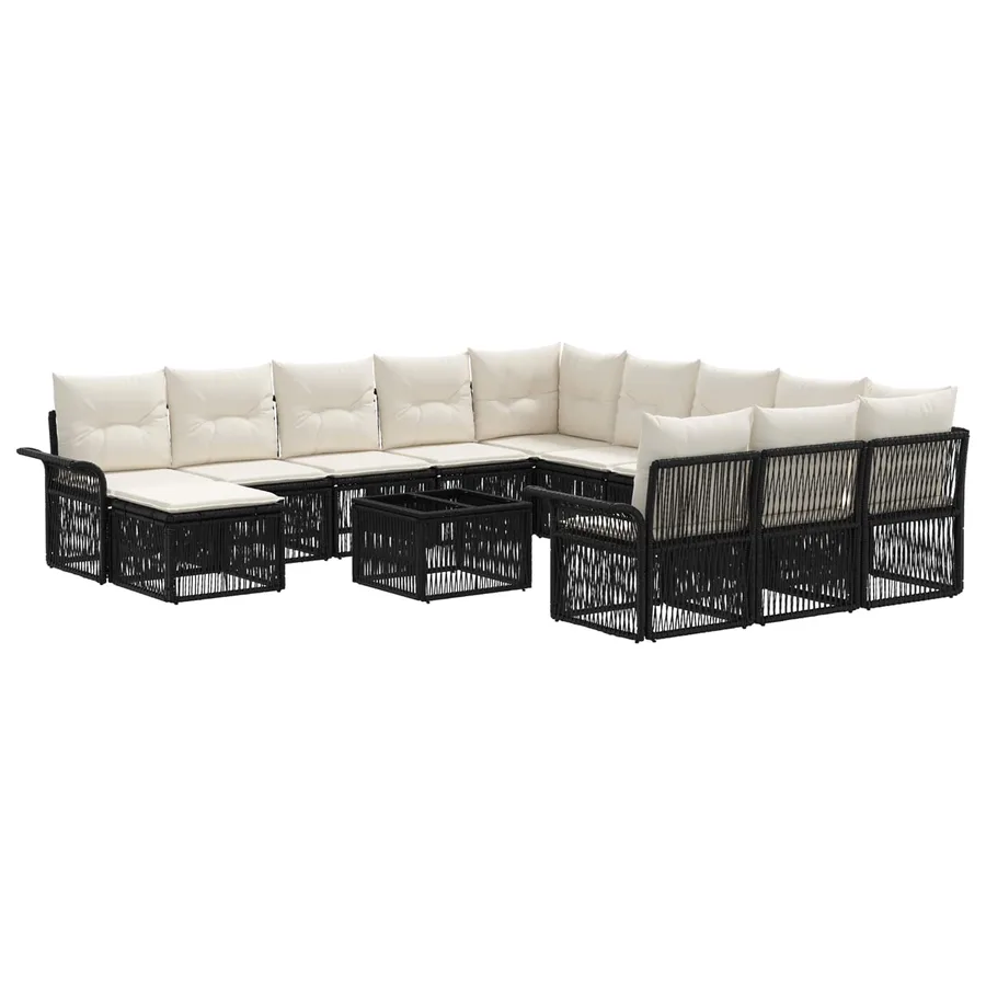 Ensemble de canapé de jardin 13 pcs Noir et blanc crème - 2