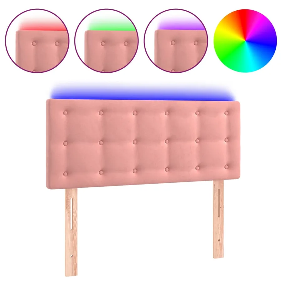 Tête de lit à LED Rose 90x5x78/88 cm Velours - 2