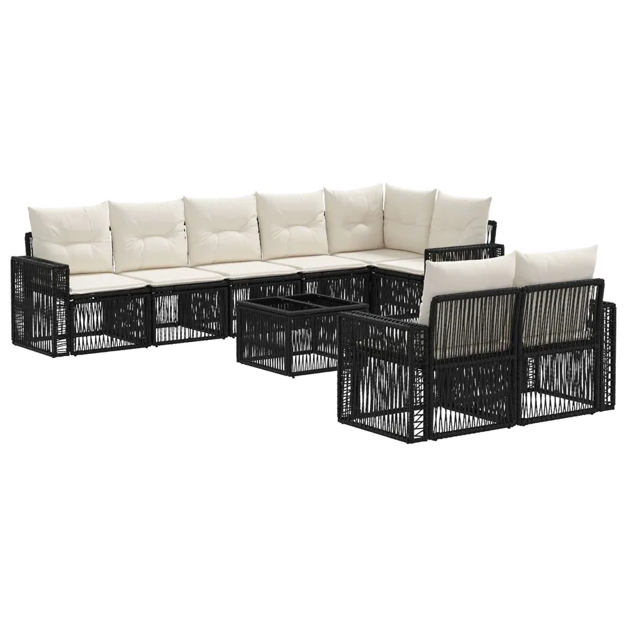 Ensemble de canapé de jardin 9 pcs Noir et blanc crème - 2