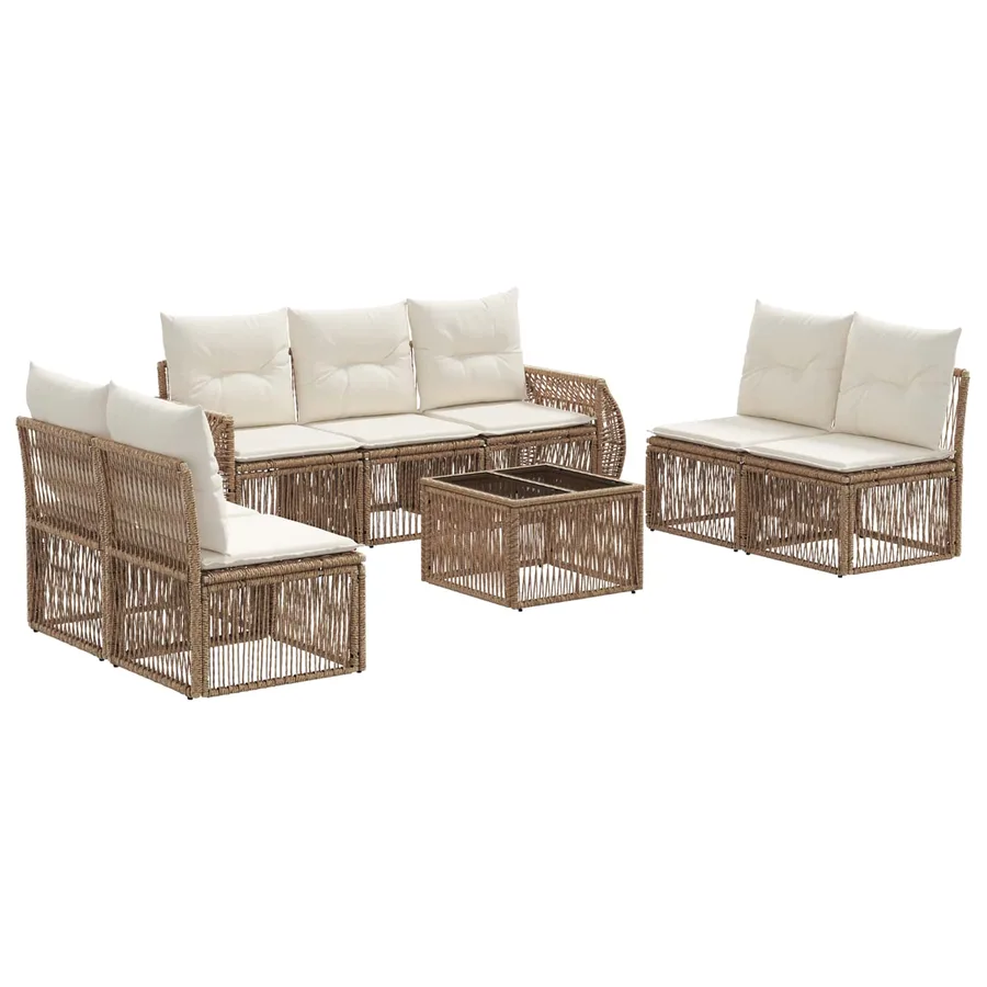 Ensemble de canapé de jardin 8 pcs Beige et blanc crème - 2