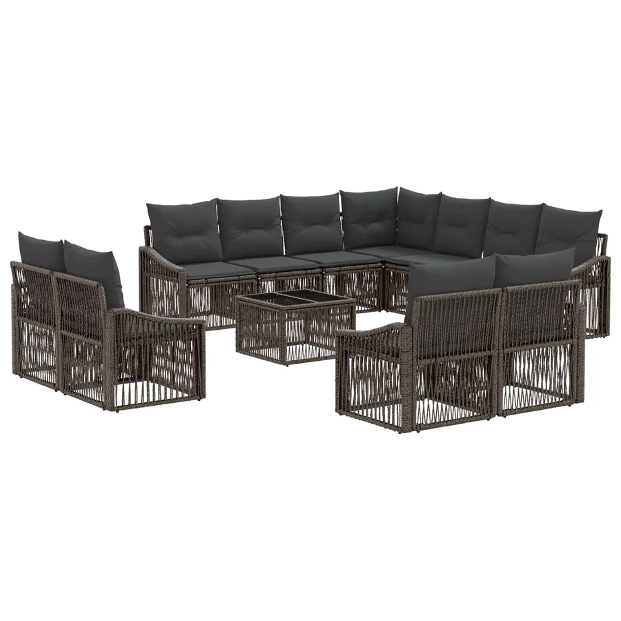 Ensemble de canapé de jardin 12 pcs Gris polyrotin - 2