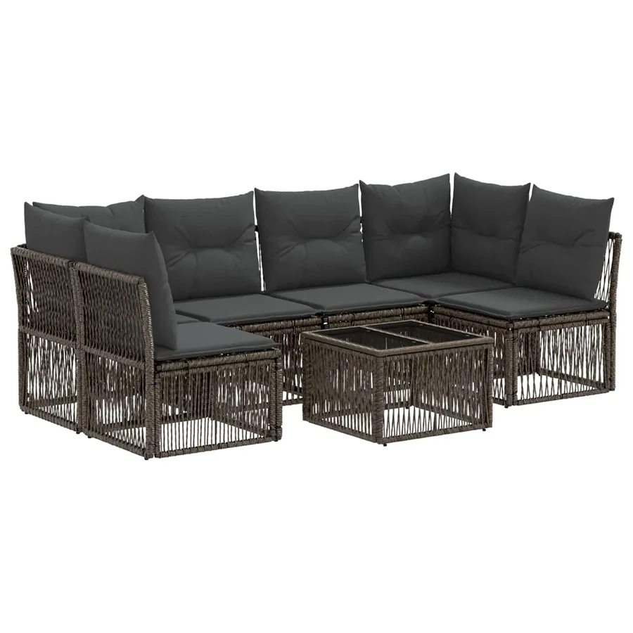 Ensemble de canapé de jardin 7 pcs Gris polyrotin - 2