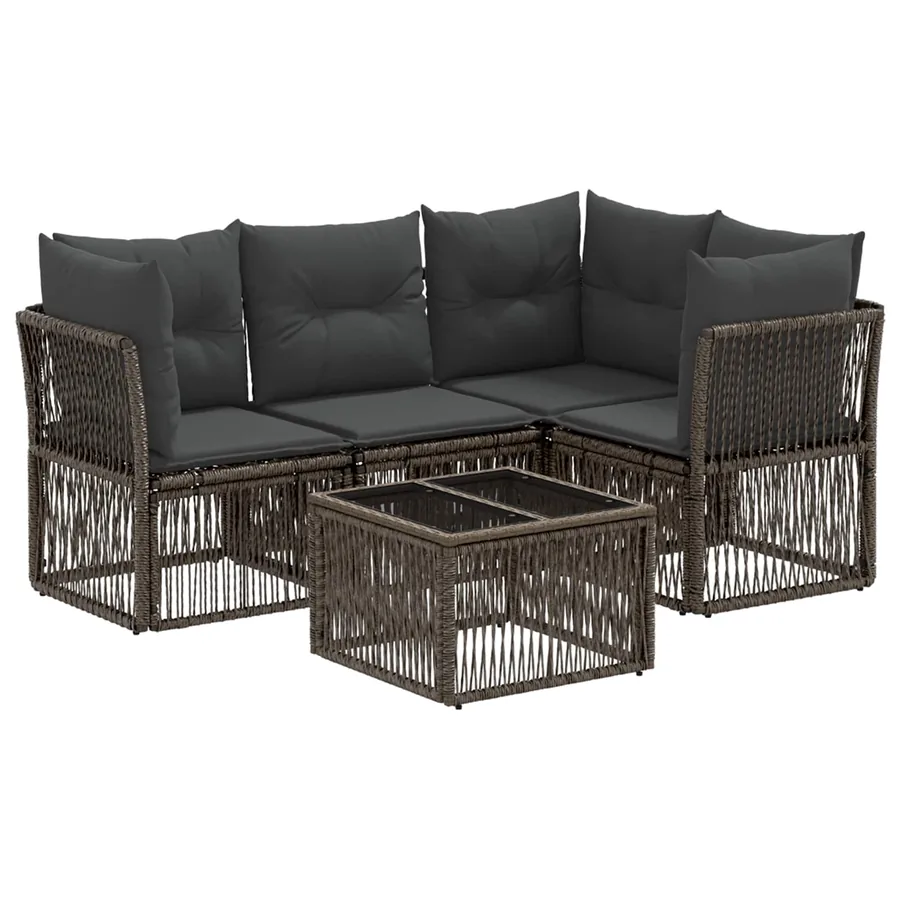 Ensemble de canapé de jardin 5 pcs Gris polyrotin