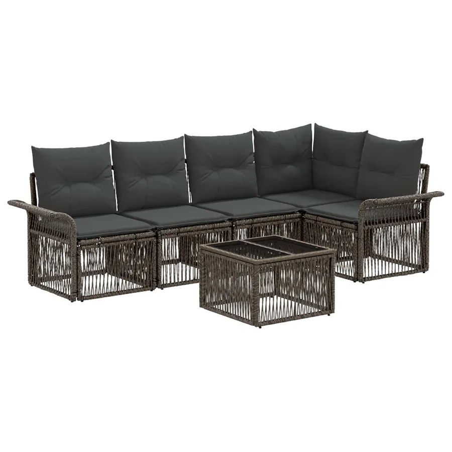 Ensemble de canapé de jardin 6 pcs Gris polyrotin - 2