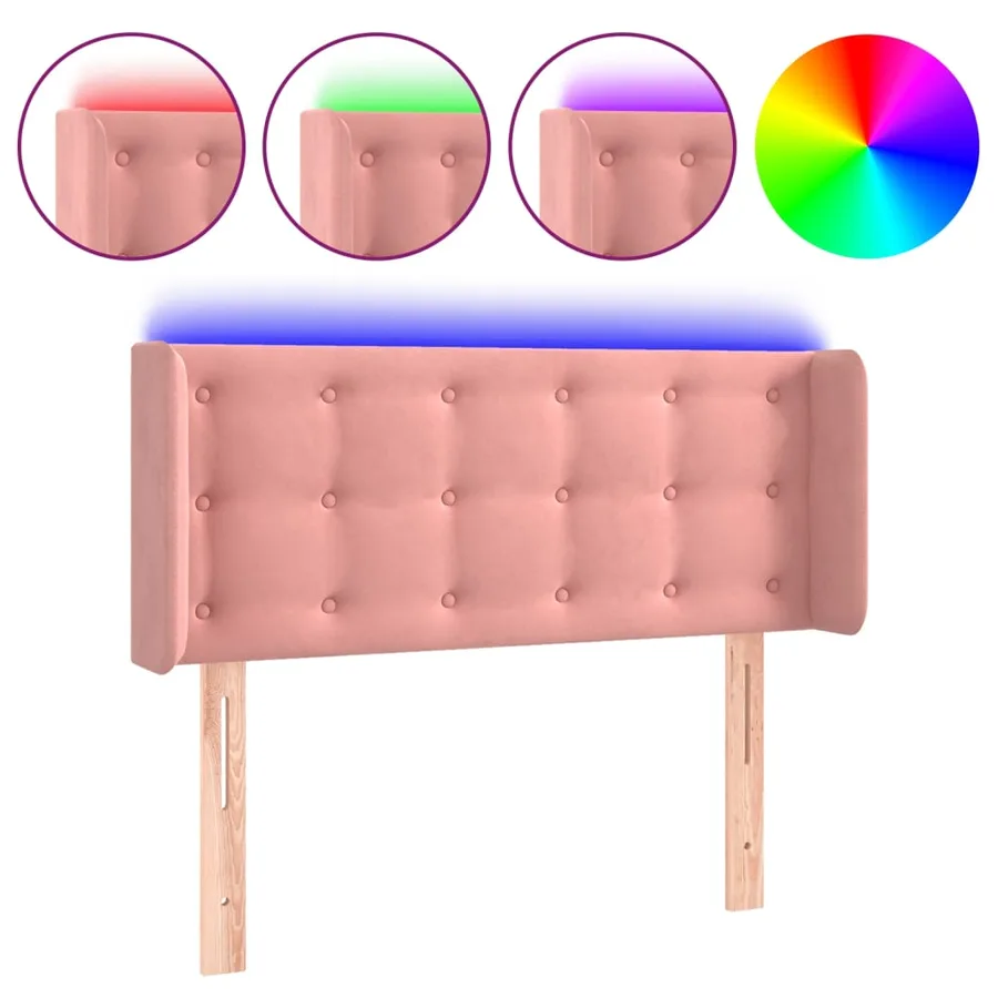 Tête de lit à LED Rose 93x16x78/88 cm Velours - 2