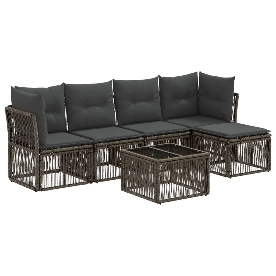 Ensemble de canapé de jardin 6 pcs Gris polyrotin - 2