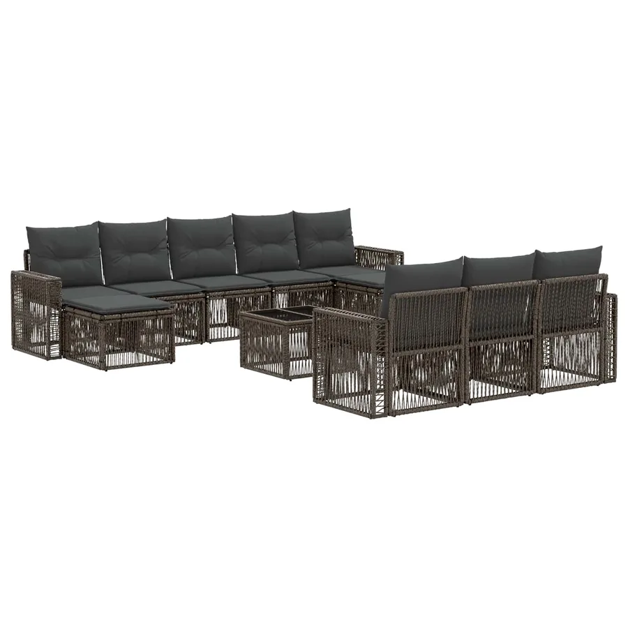 Ensemble de canapé de jardin 11 pcs Gris et Gris foncé - 2