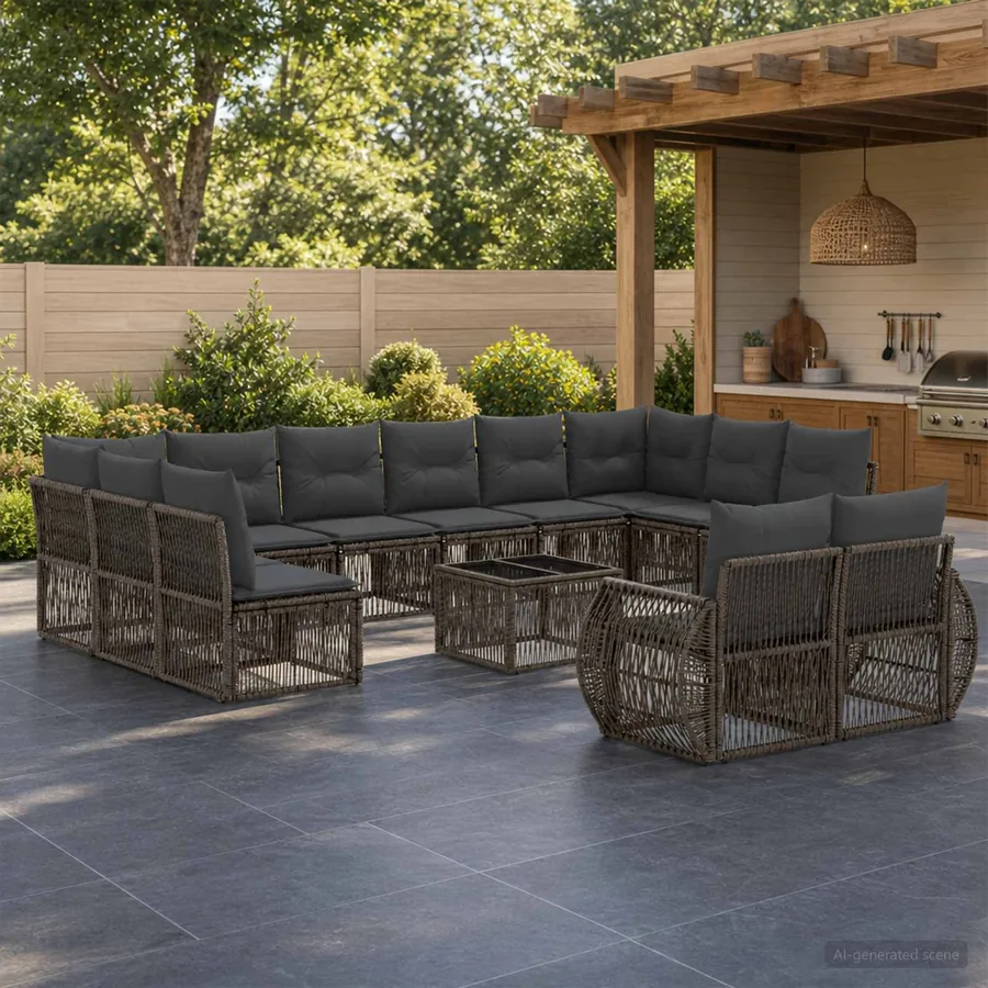 Ensemble de canapé de jardin 13 pcs Gris et Gris foncé