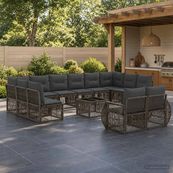 Ensemble de canapé de jardin 13 pcs Gris et Gris foncé