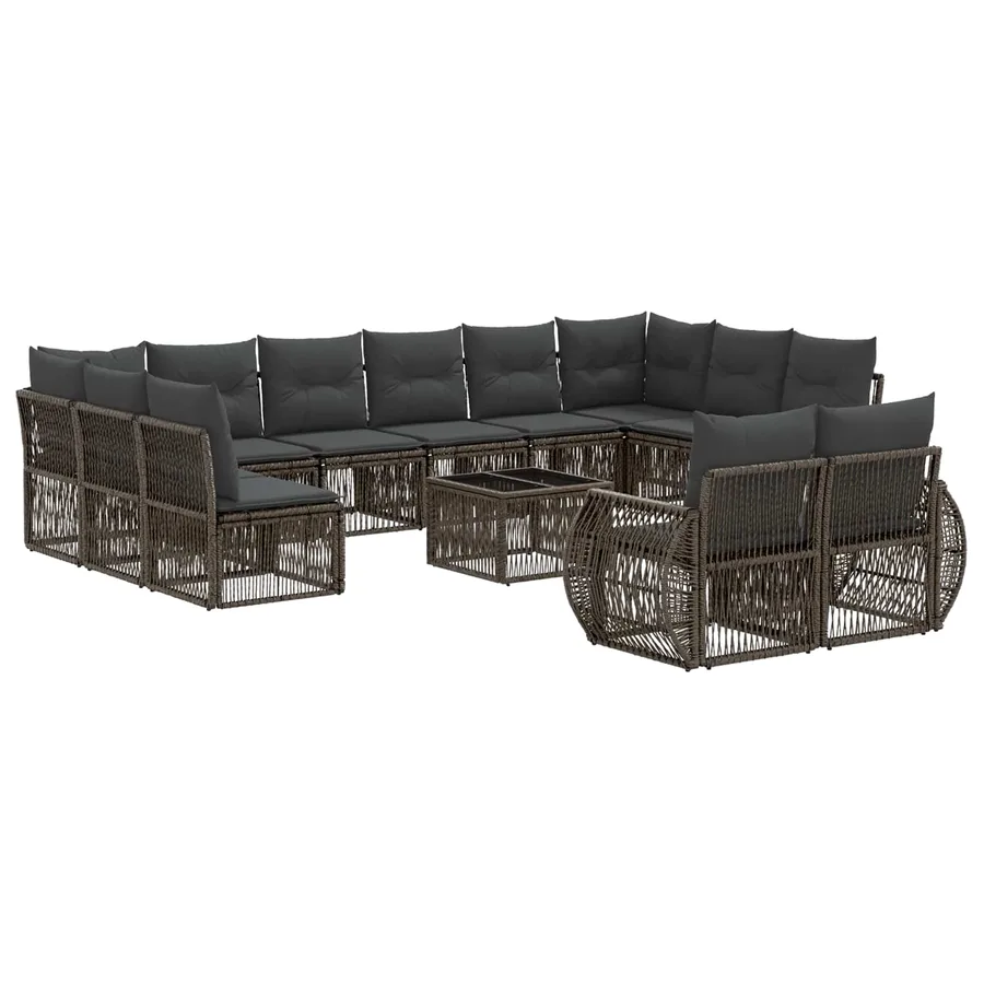 Ensemble de canapé de jardin 13 pcs Gris et Gris foncé - 2