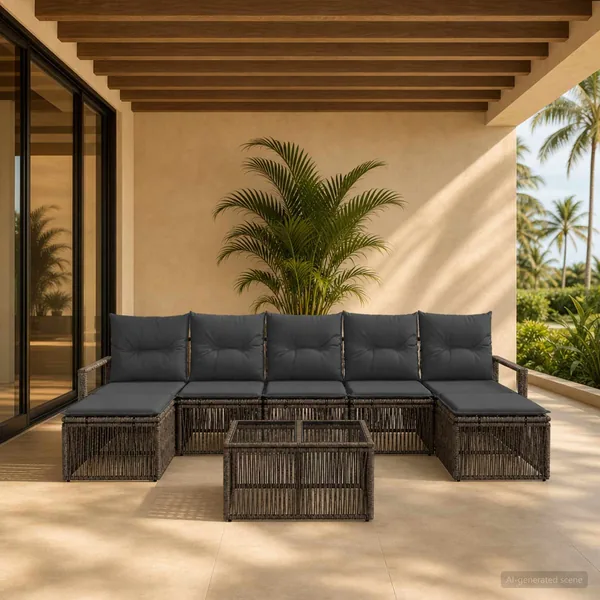 Ensemble de canapé de jardin 8 pcs Gris polyrotin