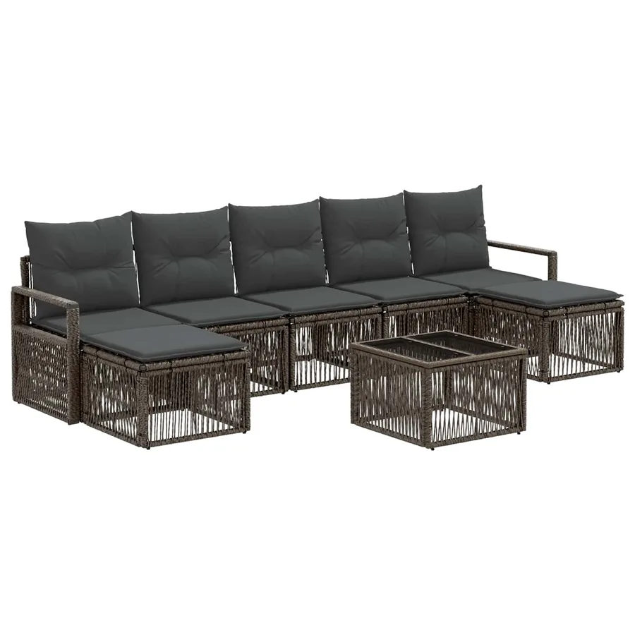 Ensemble de canapé de jardin 8 pcs Gris polyrotin - 2