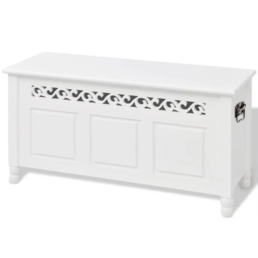 Banc de rangement en style baroque PFDM blanc - 2