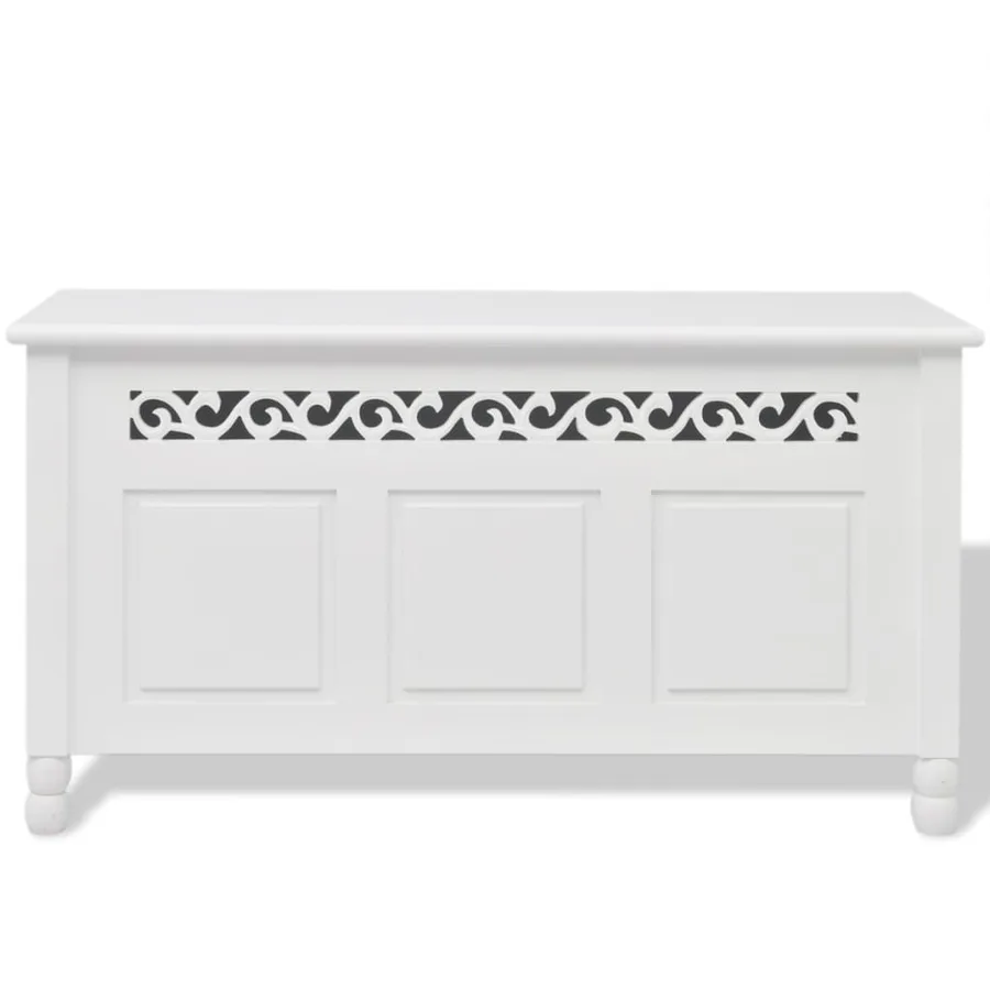 Banc de rangement en style baroque PFDM blanc - 3