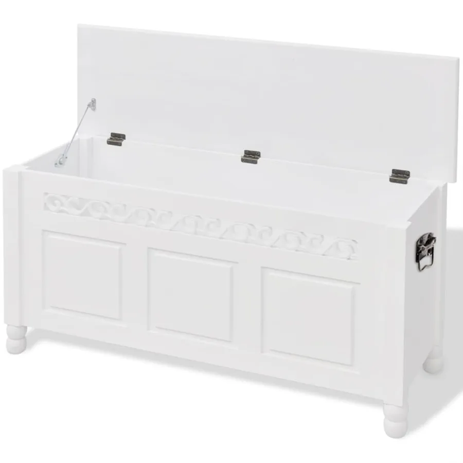 Banc de rangement en style baroque PFDM blanc - 4