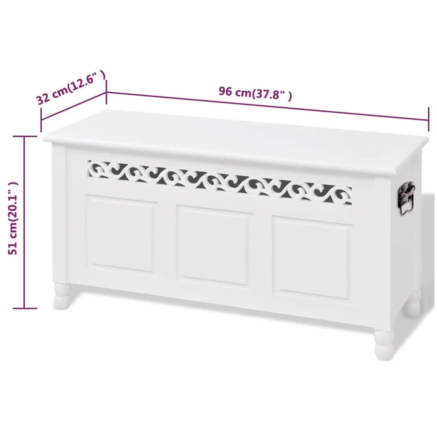 Banc de rangement en style baroque PFDM blanc - 7